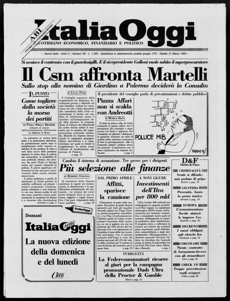 Italia oggi : quotidiano di economia finanza e politica